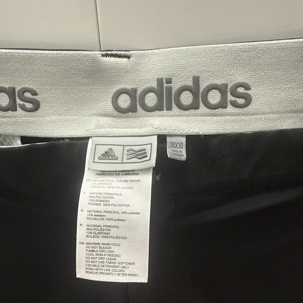 Adidas Men's Black Golf Pants Flat Front Gripper Waistband 38x30